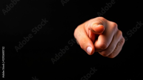 Index Finger Pointing Forward Focus Hand Gesture Isolated On Black Background Studio Shot Signaling