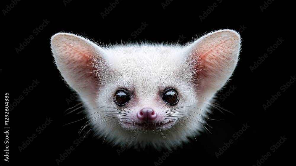 Obraz premium Adorable Fennec Fox Kit Close-up, Dark Background