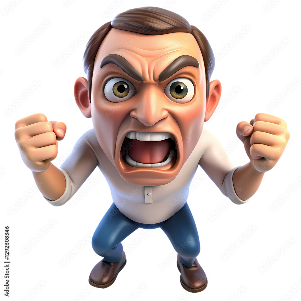 Angry Man Cartoon Image on transparent Angry Man Cartoon Image on transparent