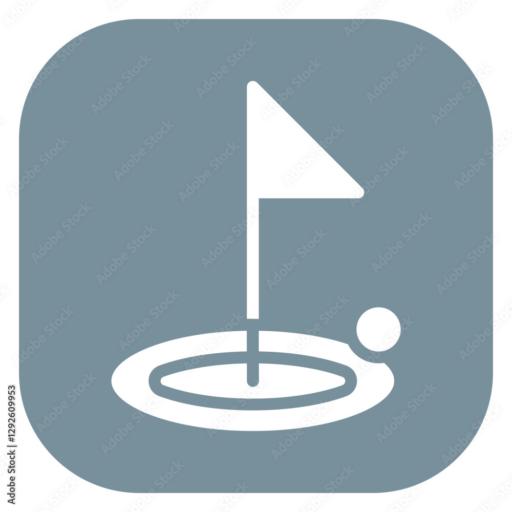 Colorful Glyph Golf Flagstick Square Icon Colorful Glyph Golf Flagstick Square Icon