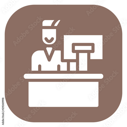 Colorful Glyph Hotel Reception Square Icon