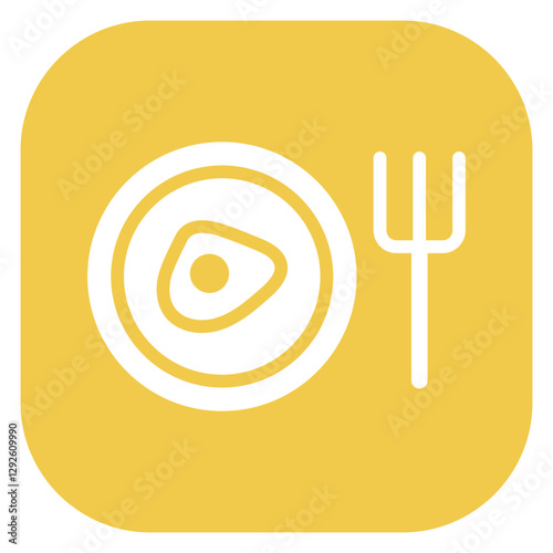 Colorful Glyph Breakfast Plate with Egg Square Icon