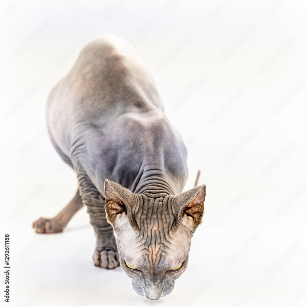 Obraz premium Hairless cat with head down