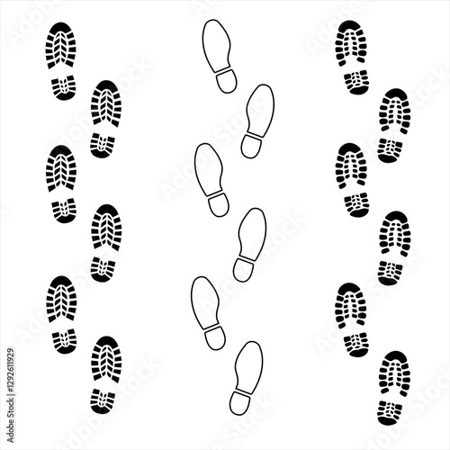 Footprint set of footprint icon, Silhouette of footprints. Vector illustration. photo
