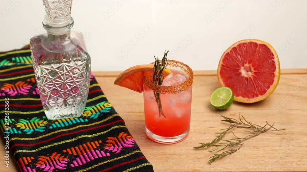 Mexican drinks, paloma drink with tequila and grapefruit