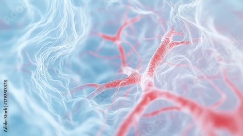 Abstract Red And Blue Vein And Artery Network Particles Backgrounds Digital Art Illustration Of Medi