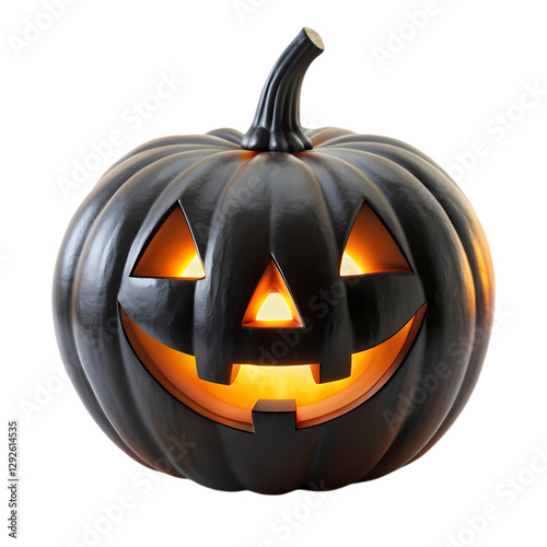 Black LED Halloween Pumpkin Decor on transparent background
