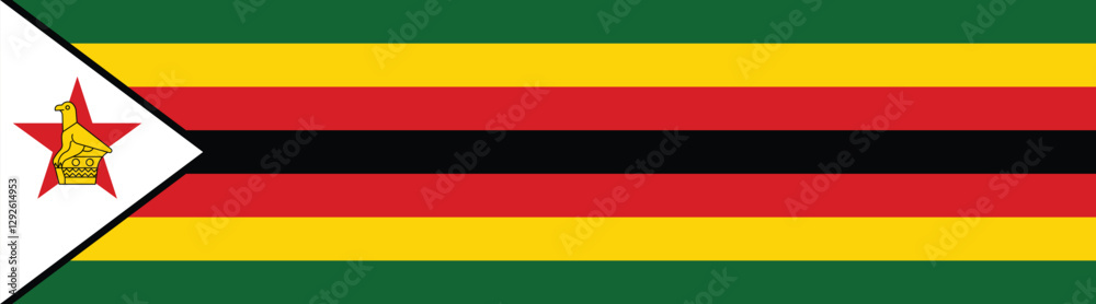 Fototapeta premium Flag of Zimbabwe. Zimbabwe flag long banner digital vector illustration