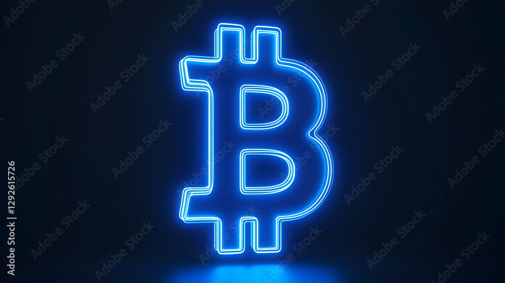 Neon Bitcoin Symbol Against a Dark Background Displaying Innovation Neon Bitcoin Symbol Against a Dark Background Displaying Innovation