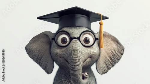 elephant wearing a graduation cap
