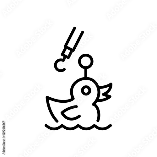 hook the duck game icon vector, line style icon