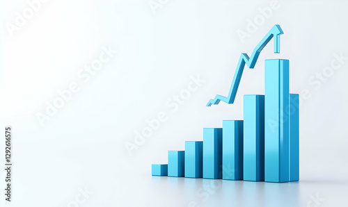 Free Download Blue Bar Graph with Upward Trend Arrow on White Background - GFXLoad