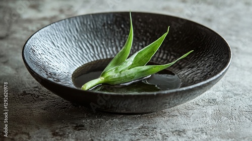 Freshly stir-fried morning glory with oyster sauce on a minimalist black dish. --chaos 20 --ar 16:9 --quality 2 --v 6.1 Job ID: 3081fa98-48d8-4877-a061-d70df56d9040