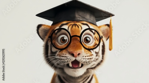 cute tiger wearing a graduation cap