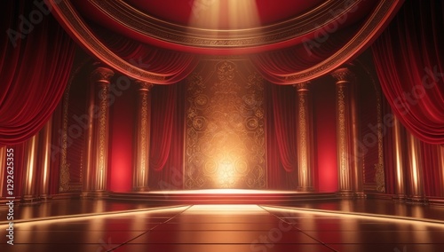 Red golden ceremony award stage venue background.
