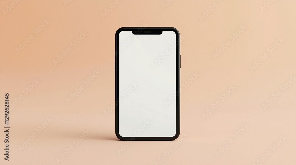 Black Smartphone Mockup on Peach Background Black Smartphone Mockup on Peach Background