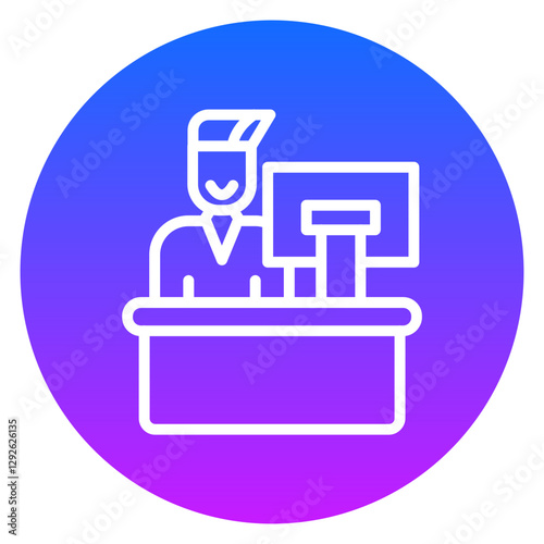 Gradient Line Art Hotel Reception Circle Icon