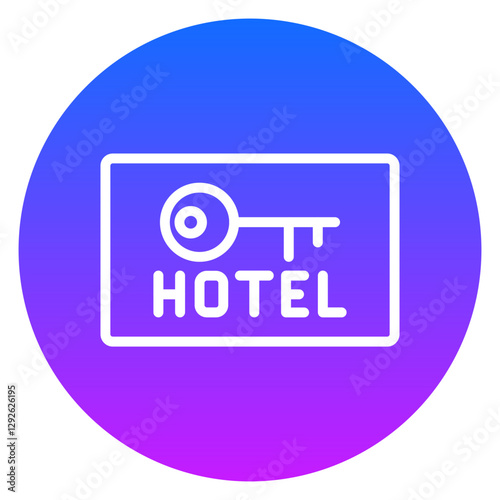 Gradient Line Art Hotel Key Circle Icon