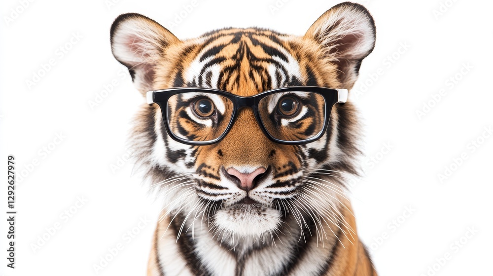 Obraz premium tiger wearing glasses