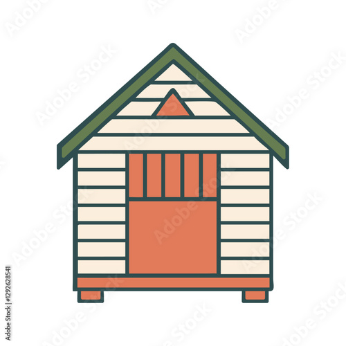 Garden shed with wooden walls icon