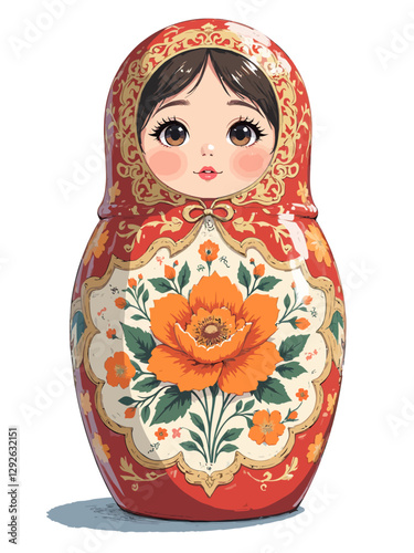  a white background Russian Doll
