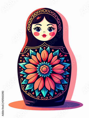  a white background Russian Doll