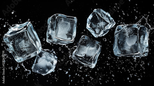 ice cubes on black background