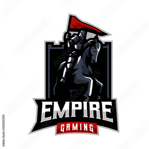 logo of knight riding horse isolated white background