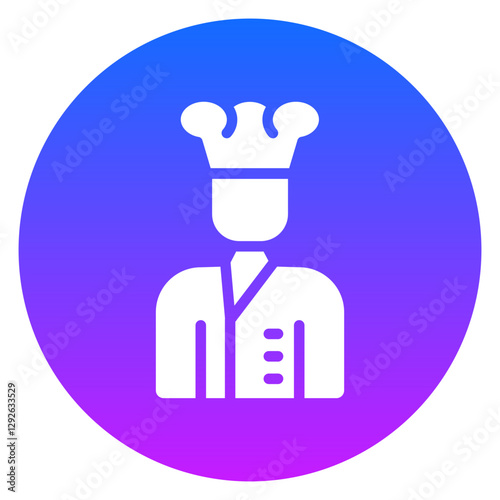 Gradient Glyph Chef with Hat and Apron Square Icon