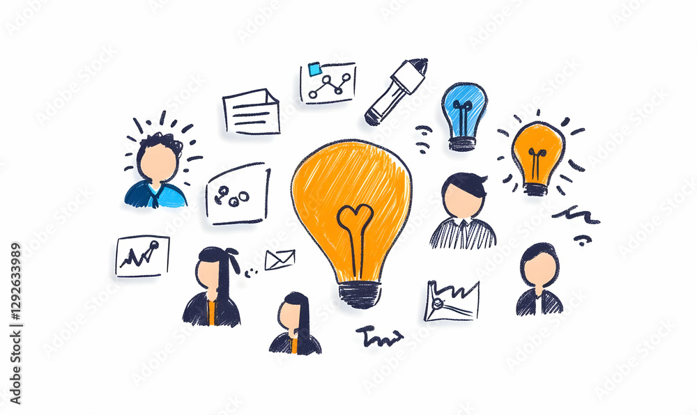 Creative Ideas and Collaboration in Business Concept Illustration Creative Ideas and Collaboration in Business Concept Illustration