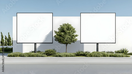 Wallpaper Mural Empty Advertising Billboards Surrounded by Greenery in Urban Setting Torontodigital.ca