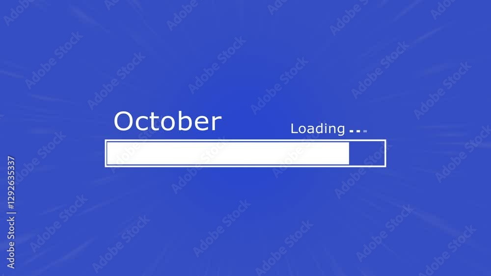 October Loading Weekend October new Month Coming Soon looping loading bar on zoom line ...