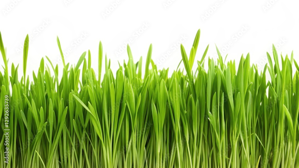 Green grass borders with individual blades isolated on a white background, landscape, field, landscape, field Green grass borders with individual blades isolated on a white background, landscape, field, landscape, field
