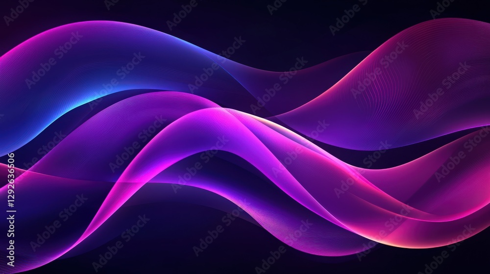 Fototapeta premium bstract neon waves in purple and pink