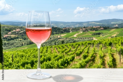 Wallpaper Mural Rosé Wine Overlooking a Vineyard Landscape Torontodigital.ca