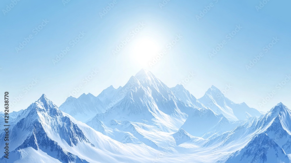 Snowy Mountain Range Panoramic View Snowy Mountain Range Panoramic View