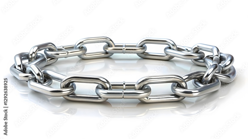 Fototapeta premium Circular Metal Chain on White Background