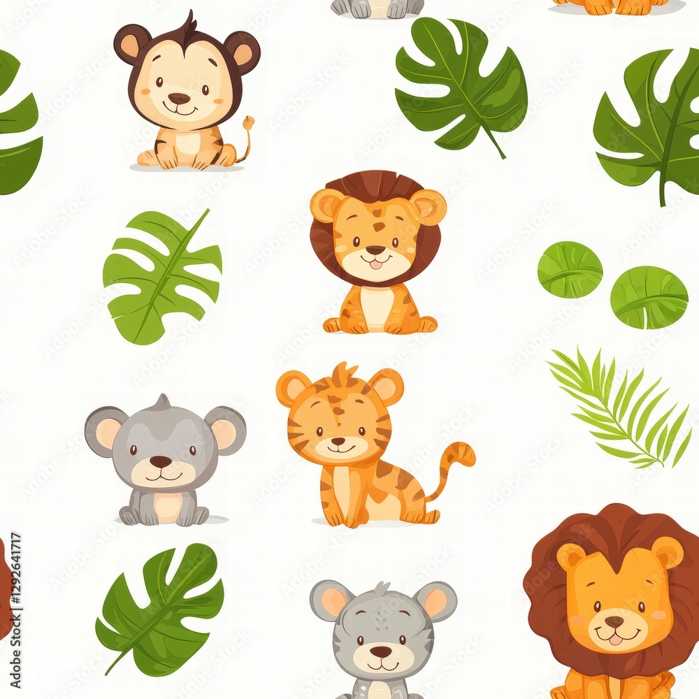 Obraz premium Adorable collection of cute animal characters including various species in playful poses and scenes