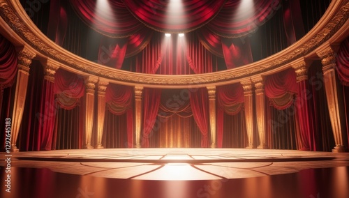 Red golden ceremony award stage venue background.