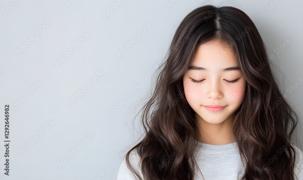 Beautiful Asian girl with soft and fluffy long hair, Generative AI Beautiful Asian girl with soft and fluffy long hair, Generative AI