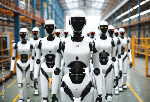 futuristic robots standing ...
