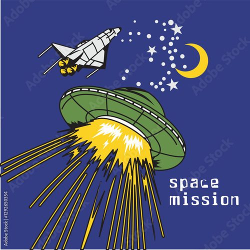 space mission design cartoon vector illustration