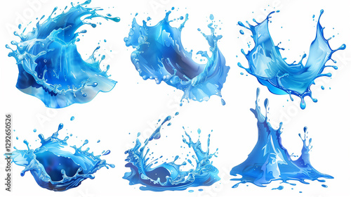 blue water splash isolated on white background