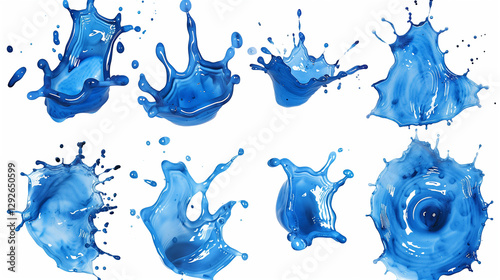 blue water splash isolated on white background