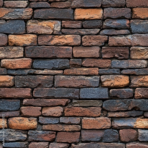 A unique brick wall featuring a brown stone pattern creating a distinctive texture and look
