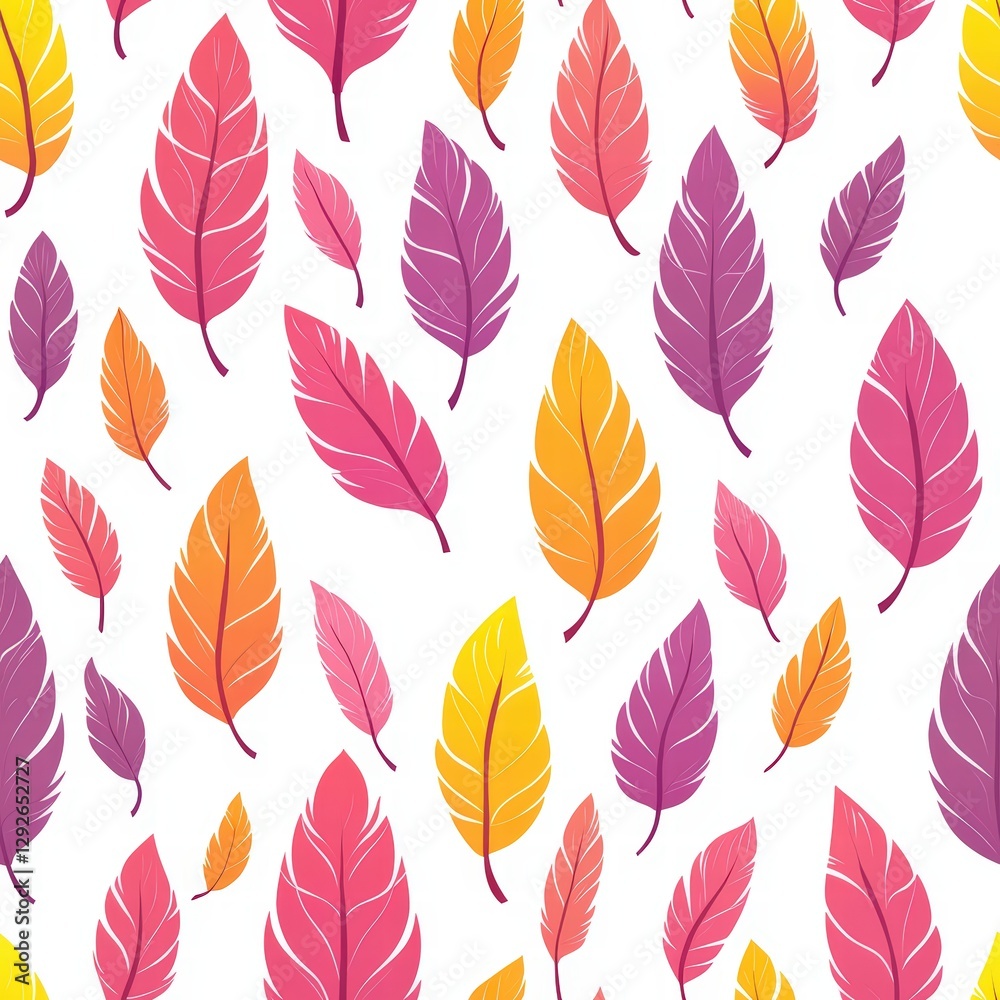 Colorful leaves pattern showcasing a variety of shapes and colors in a vibrant natural design Colorful leaves pattern showcasing a variety of shapes and colors in a vibrant natural design
