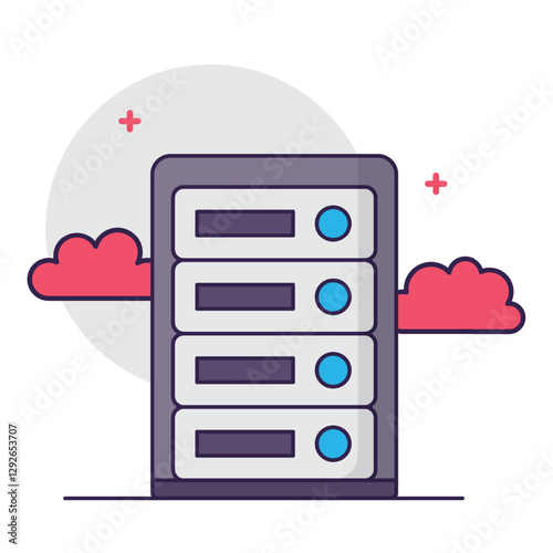 Cloud server hosting and data storage. illustration vector.