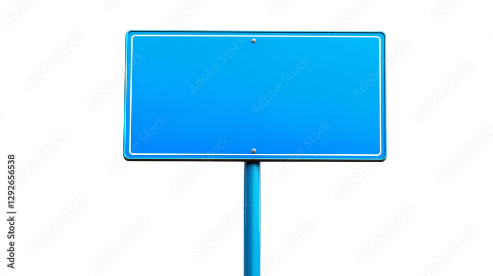 Blue blank sign on pole, suitable for customizable messages and advertisements isolated on transparent white background, clipping path Blue blank sign on pole, suitable for customizable messages and advertisements isolated on transparent white background, clipping path