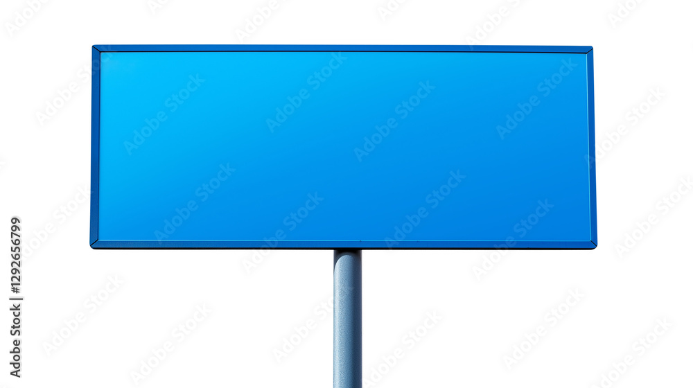 Blue blank sign on pole, suitable for customizable messages and advertisements isolated on transparent white background, clipping path Blue blank sign on pole, suitable for customizable messages and advertisements isolated on transparent white background, clipping path