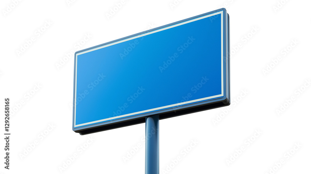 Blue blank sign on pole, suitable for customizable messages and advertisements isolated on transparent white background, clipping path Blue blank sign on pole, suitable for customizable messages and advertisements isolated on transparent white background, clipping path